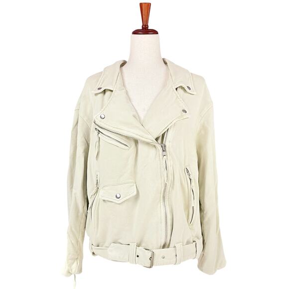 FREE PEOPLE WE THE FREE Rebel Rebel Knit Moto Cotton Terry Jacket Size M - Picture 2 of 10